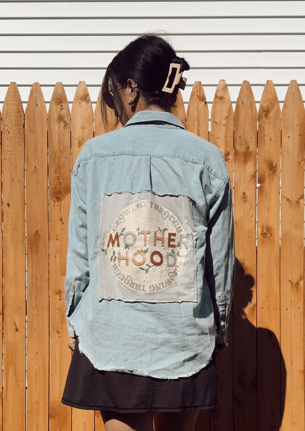 Growing Through Motherhood Remixed Denim Top